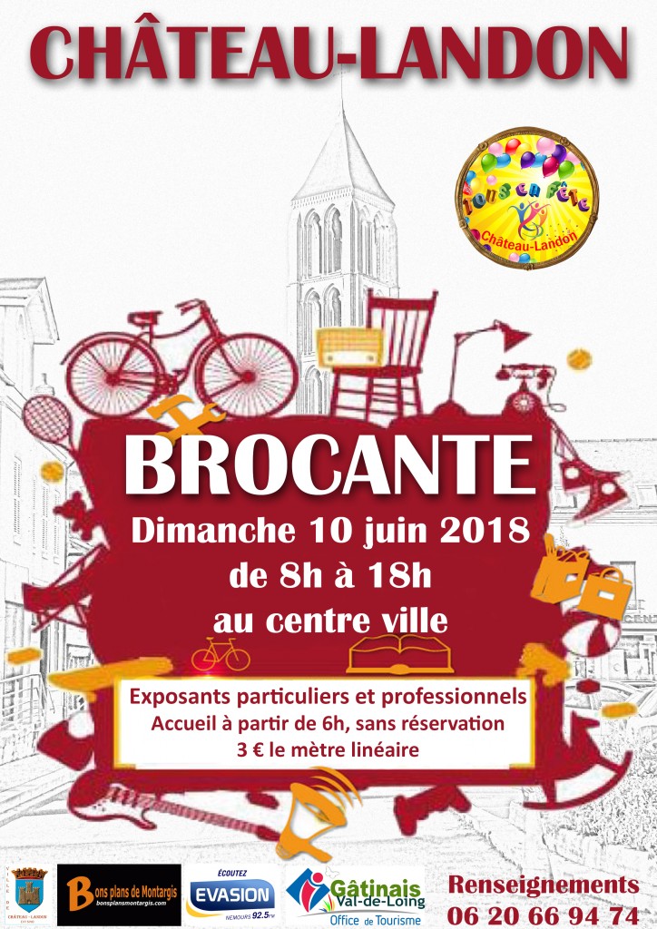 Affiche Brocante 10 juin 2018 Château-Landon